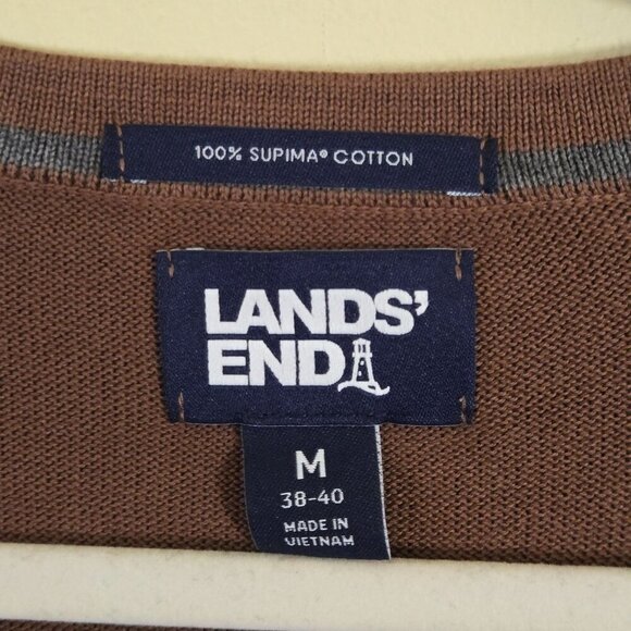 Lands' End Chocolate Brown Supima Cotton 2023 Classic V Neck Sweater Size M - Picture 5 of 7